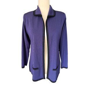 Exclusively Misook Petite sz S‎ purple black minimalist open cardigan